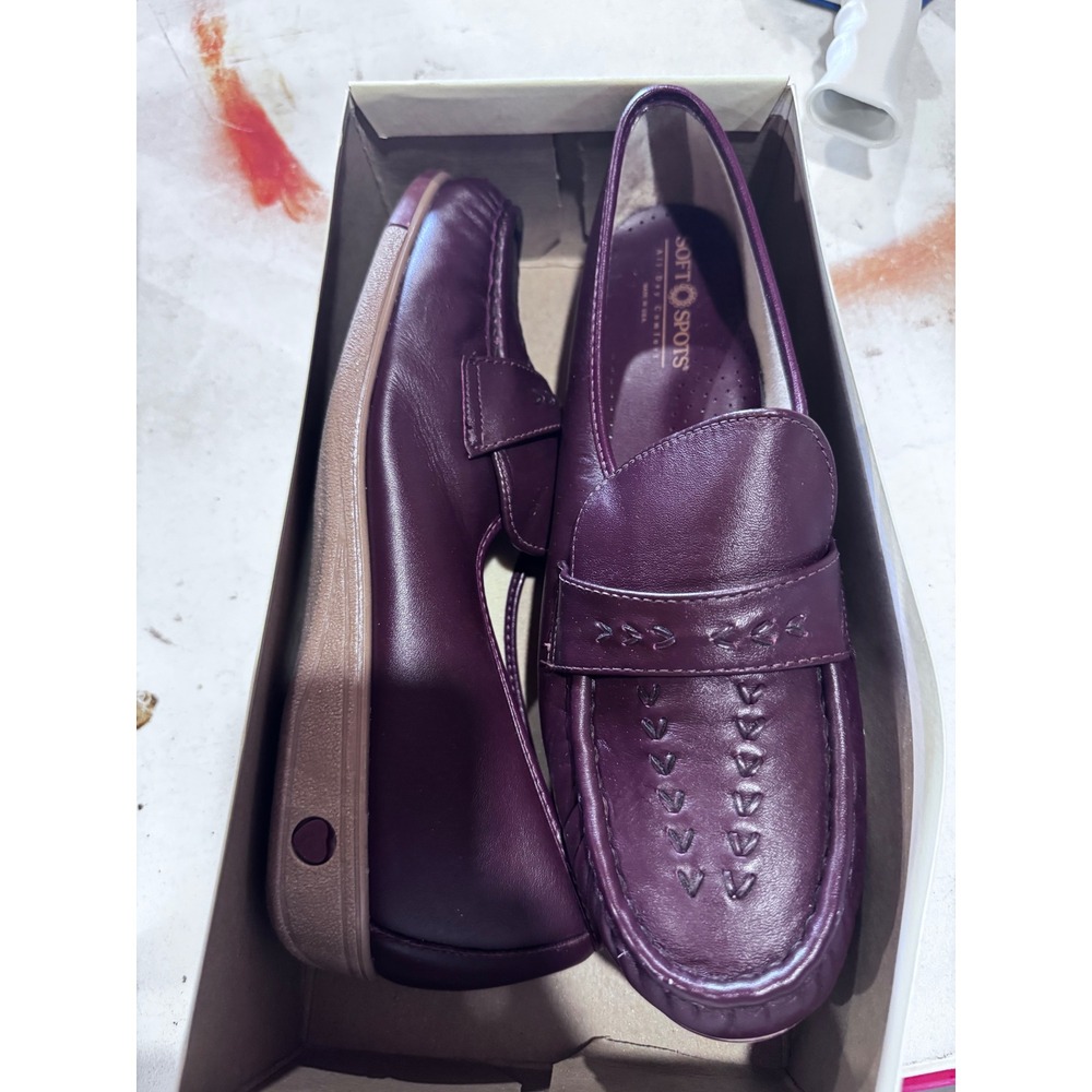 Softspots Venus Wine Leather Loafers Womens 12 W Comfort Slip On Shoes 2189